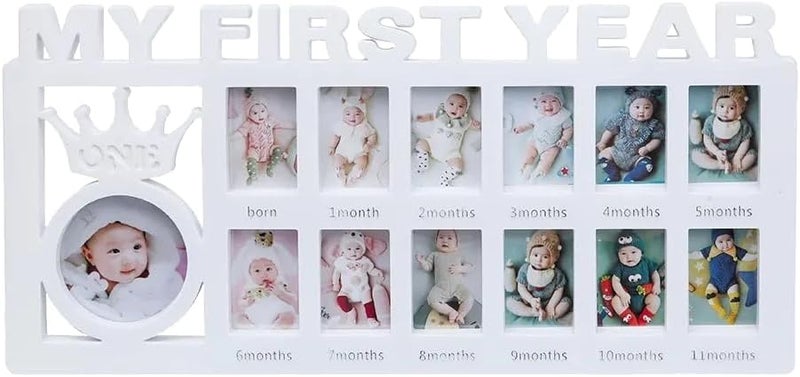 CCONYA Creative Baby Commemorate First 12 Months Picture Frame Kids Growing Memory Gift DIY Newborns First Year Souvenirs Photo Frame (white) - Image 1